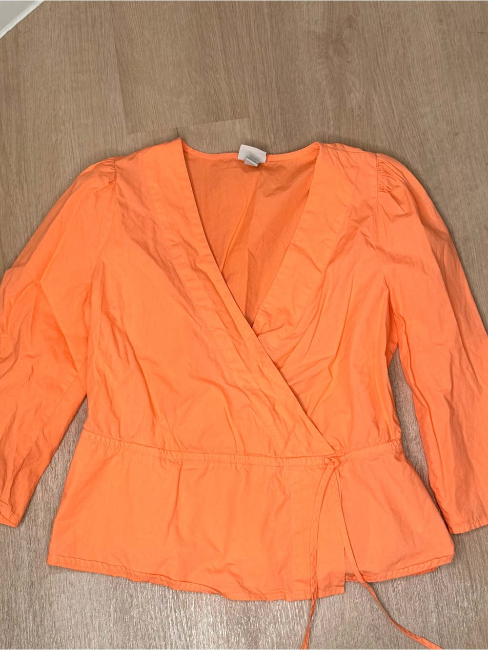 Women’s Orange Wrap Blouse - Lightweight V-Neck Top